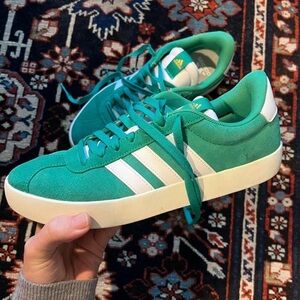 Adidas Green and White Sneakers